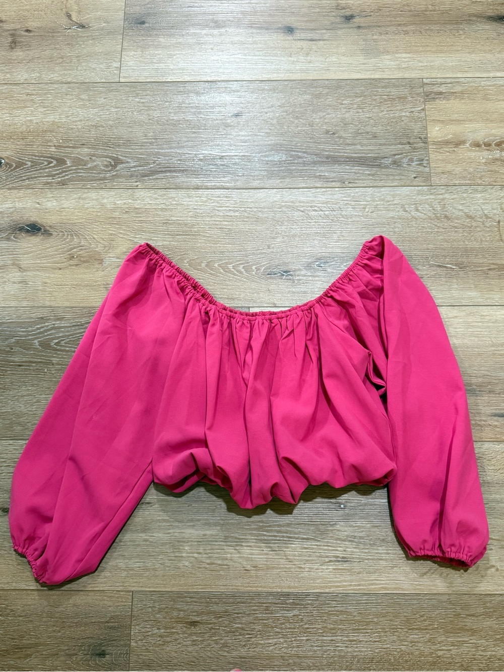 Women's Off-Shoulder Fuchsia Crop Top